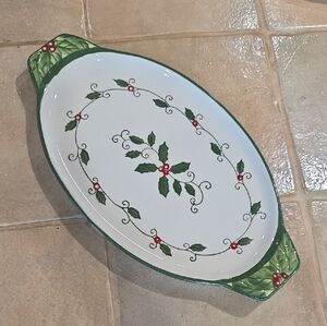 Temp-Tations Elegant Christmas Holiday White Oval Platter